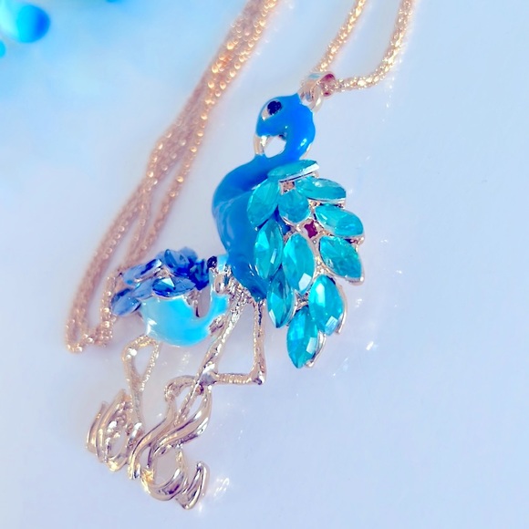 Betsey Johnson Style Necklace Flamingo Crystal Pendant Chain - Picture 14 of 16